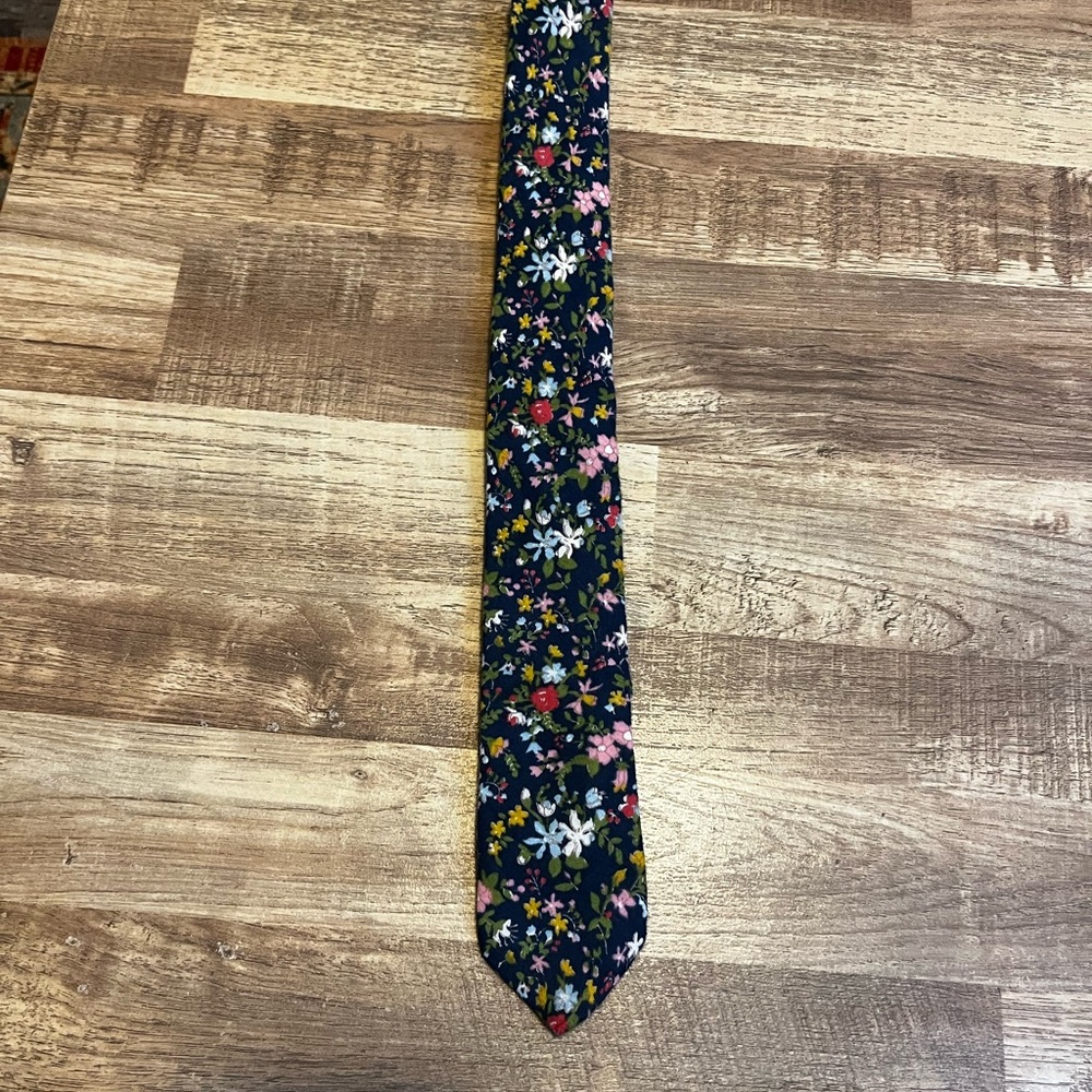 Dark Blue tie with flowers